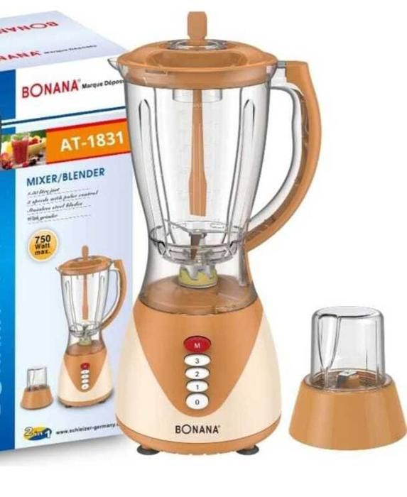 Mixeur Blender Bol En plastique avec 3 vitesse + Moulin épices - Beige
