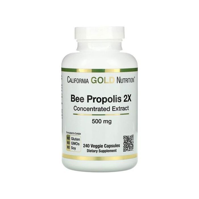 California Gold Nutrition Bee Propolis d'abeille 2X Extrait concentré 500 mg 240 capsules