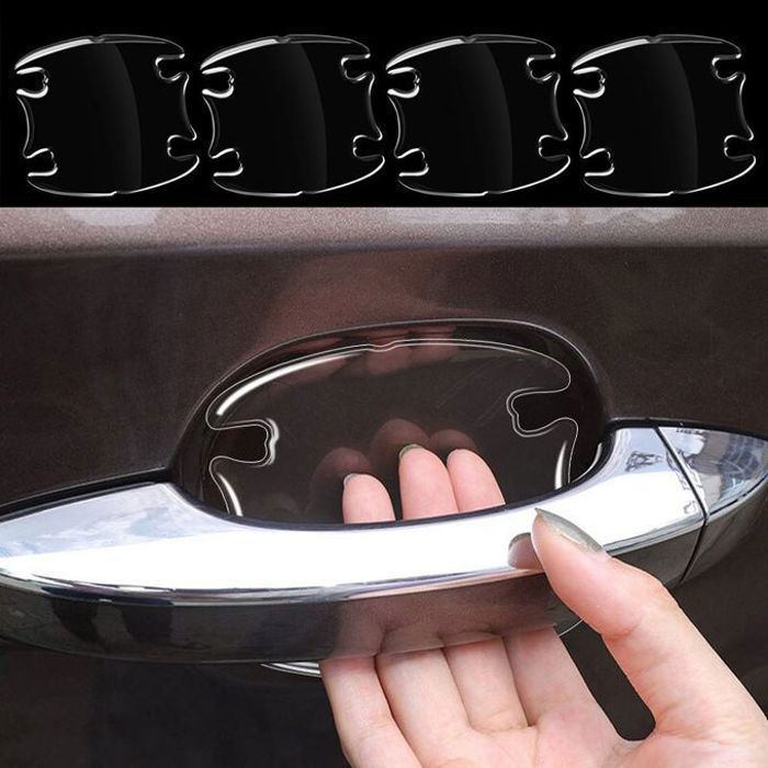 4Pcs Anti rayure Autocollant 3D pour poignée de voiture adhésif de protection
