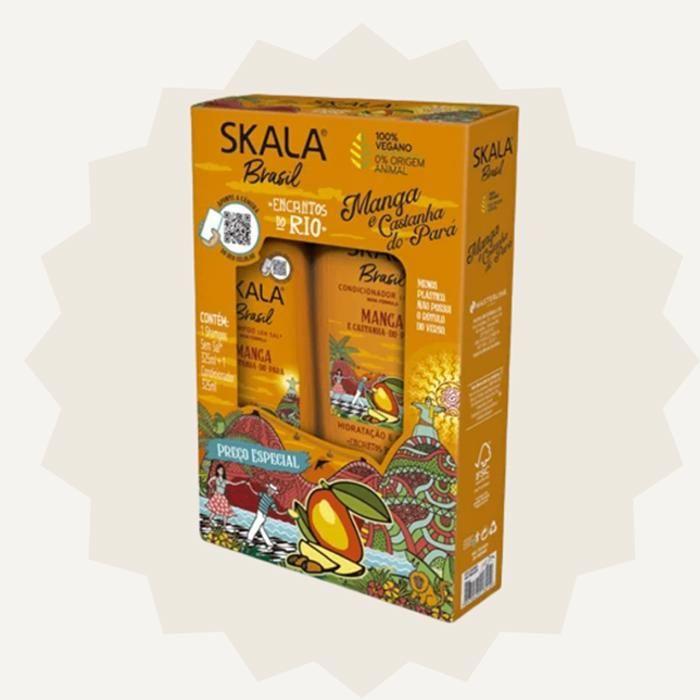 SKALA BRASIL SHAMPOING + APRÈS-SHAMPOING (hydratation et  brillance) À LA MANGUE ET À LA NOIX DU BRÉSIL  MANGA E CASTANHA