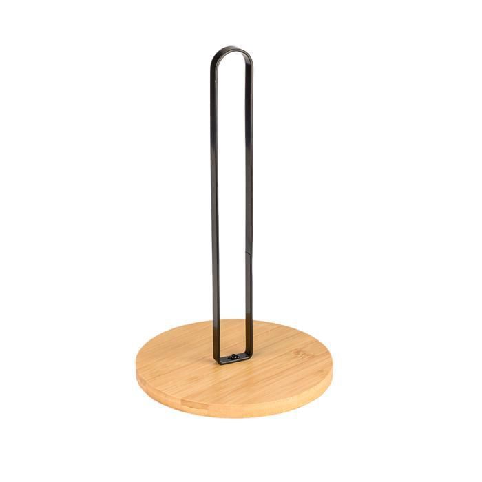Support Essuie-Tout - Cuisine - Bambou et Métal -16,5 x 16,5 x 27 cm - Élégant - Durable