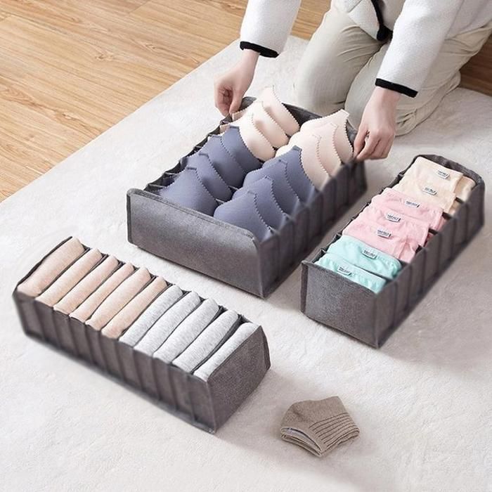 3 Pcs Boîte de Rangement Pliable De Tiroir pour Vetements et Sous-Vêtements