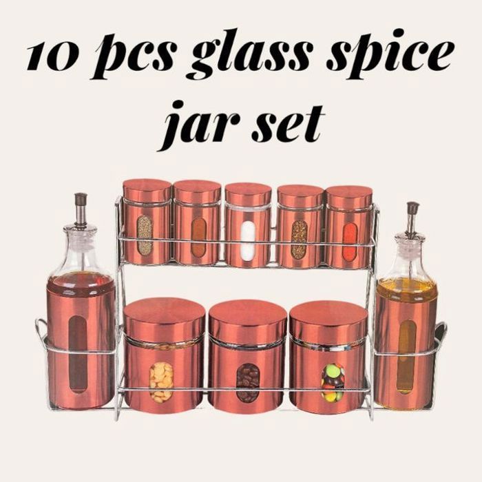 Ensemble de 8 Pots à épices, 2 Huilières