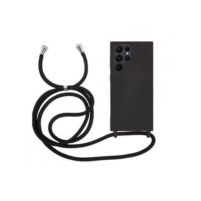 Coque Cordon Pour Samsung Galaxy S23 Ultra ,Cover  Rigide Ultra Fin,Léger Avec Collier (Noir)