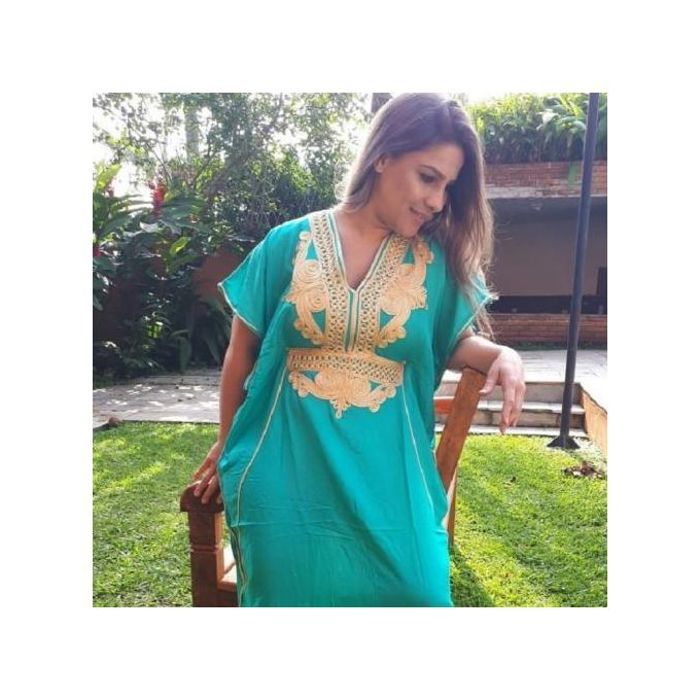 Gandoura /Robe Marocaine Turquoise-Taille Unique - Marjane Mall - Image 1
