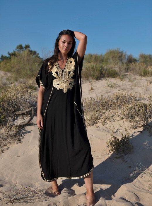 Gandoura /Robe Marocaine -Noir-Taille Unique - Marjane Mall - Image 1