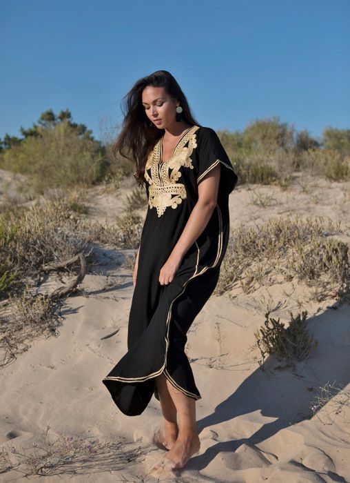 Gandoura /Robe Marocaine -Noir-Taille Unique - Marjane Mall - Image 3