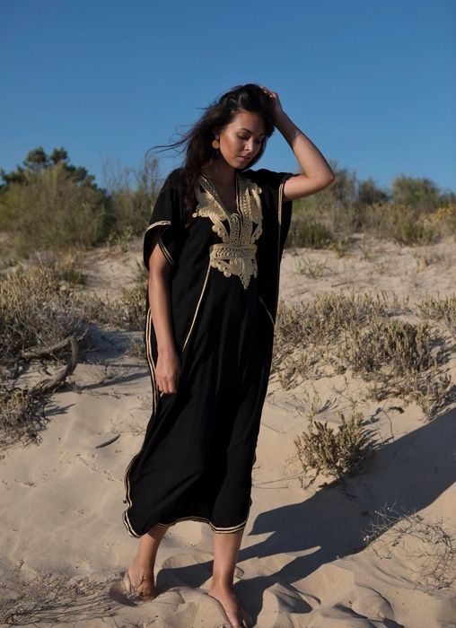 Gandoura /Robe Marocaine -Noir-Taille Unique - Marjane Mall - Image 4
