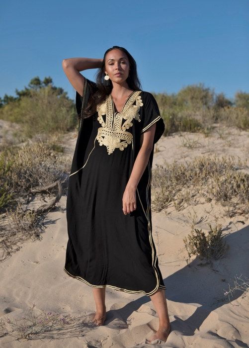 Gandoura /Robe Marocaine -Noir-Taille Unique - Marjane Mall - Image 5