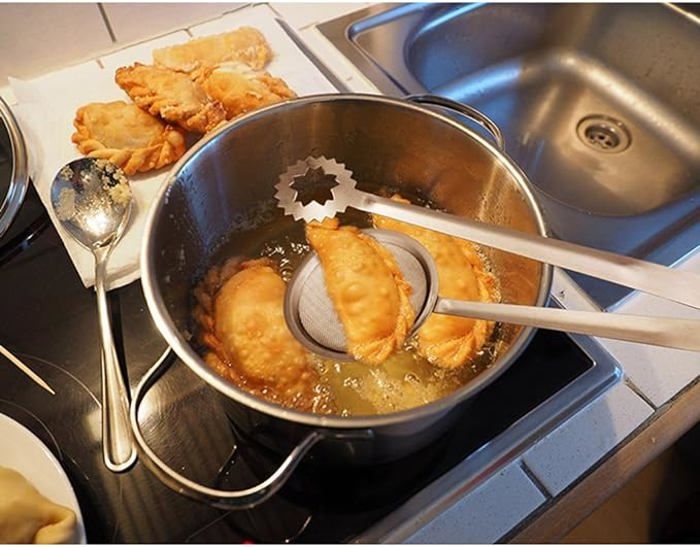 Passoire en Acier Inoxydable Outil à Friture Pince à Frire Passoire Avec Pince Colander de Cuisine