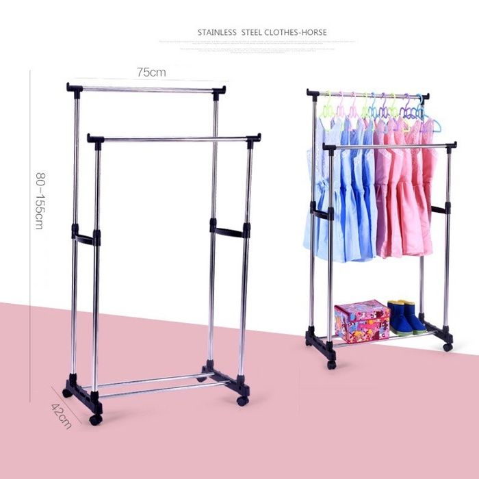Double pole Telescopic Clothes Rack