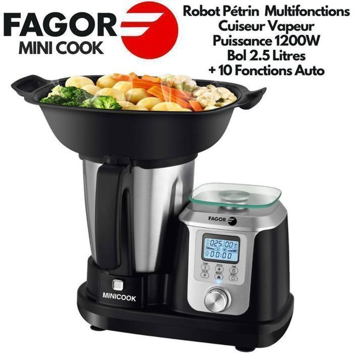 Fagor Robot Multifonction MINI COOK - 10 en 1 - Bol Inox 2.5L - 1200W - Connecté WIFI