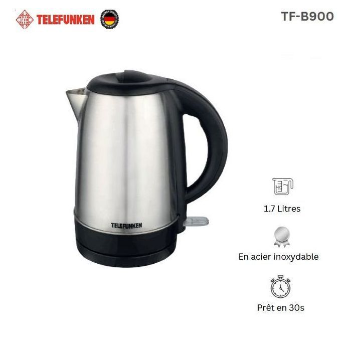 Telefunken DesignLine bouilloire électrique en acier inoxydable 1,7L 2400w socle 360°