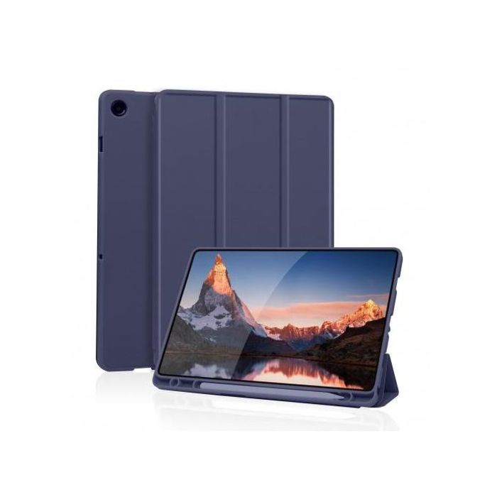 Coque pour Samsung Galaxy Tab A9  8.7" SM-X110 / SM-X115 Tpu Smart Cse avec Porte-Stylo (bleu foncé)