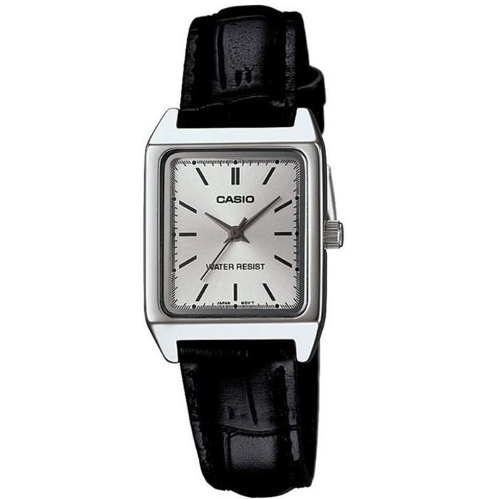 Casio Carré pour femme - Bracelet cuir noir - LTP-V007L-7E1UDF