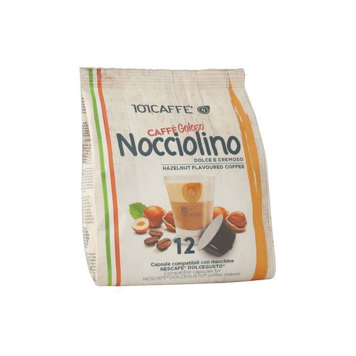 Lot de 12 Capsules de café 101 Caffe Nocciolino compatibles Dolce Gusto, 180g