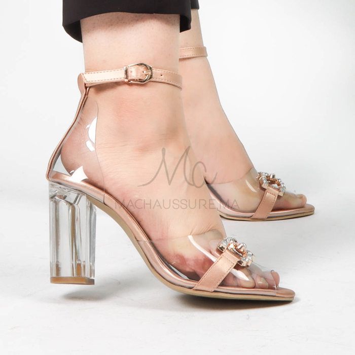 Sandales à talon - Lighty - Bronze - Talon épais - Confort optimal - Style élégant - Marjane Mall - Image 3