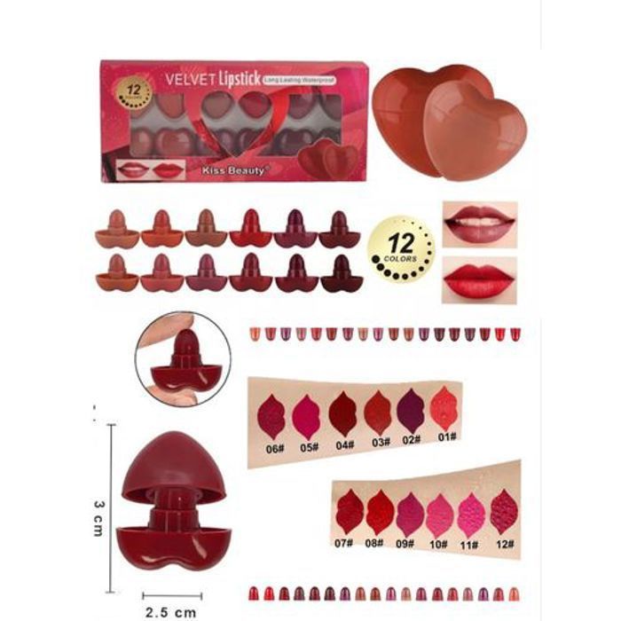 Rouge à lèvres, Coffret de 12 couleurs de tendance  dégradés