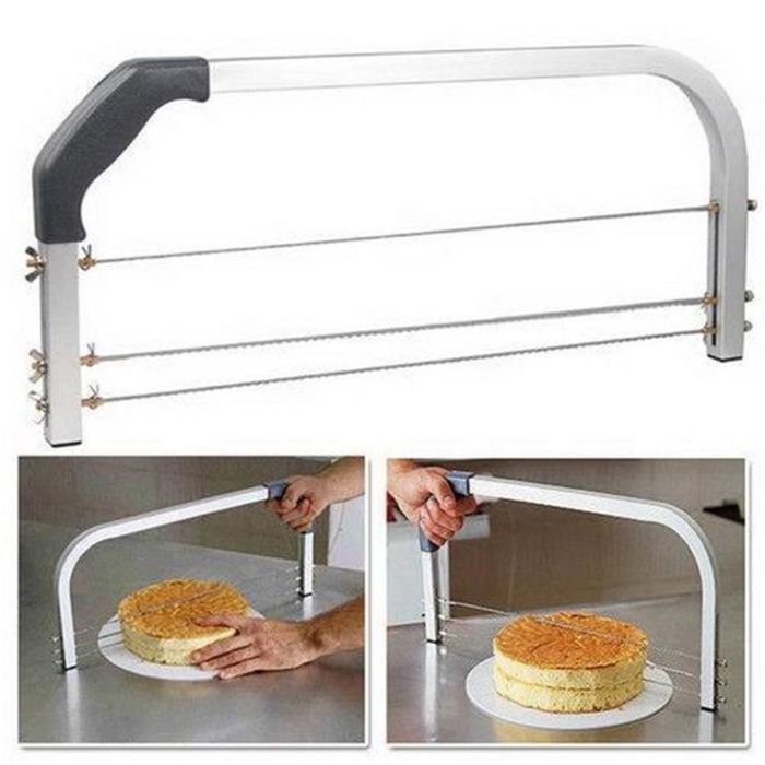 Scie Coupe Gâteaux Réglable Couteau à Trancher Pour Pâtisserie Trancheuse Niveleuse 3 Niveaux Lames Dressage Pièce Montée Niveleur