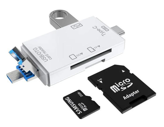 Lecteur de carte OTG 6 en 1, adaptateur USB Micro USB SD TF Type C pour Smartphone et ordinateur