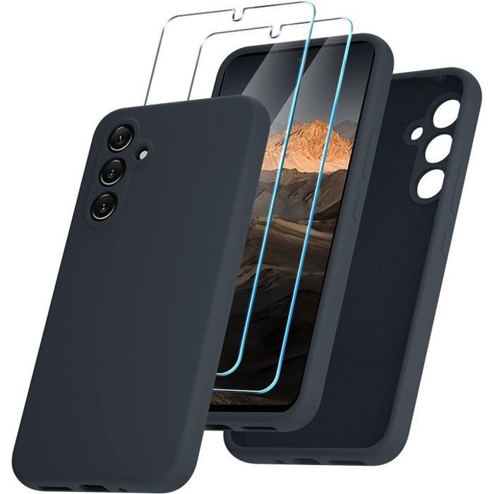 Coque pour Samsung A54 5G Silicone Liquide Protection -NOIR + Incassable Samsung A54 5G
