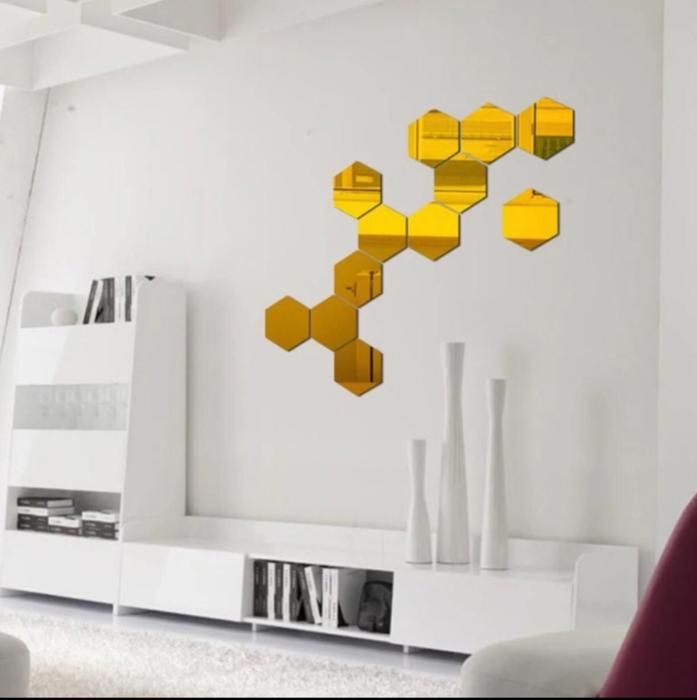 Hexagone miroir en doré