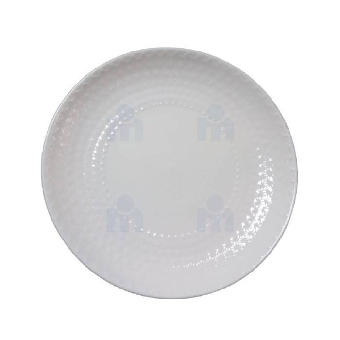 Plat rond en porcelaine blanche gravée – 36 cm