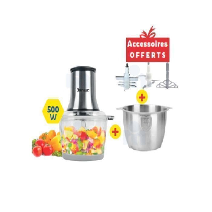 Hachoir 3L 500W 2Bols 2Accs Fc423Cb Denwa