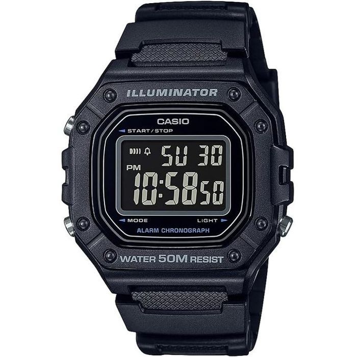 Casio Montre en résine noir - Cadran noir - un design numérique sportif.