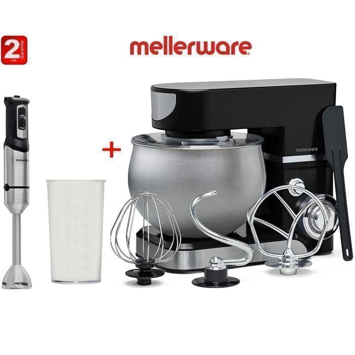 Pétrin Twiste Black 5L 1000W + Mixeur plongeant inox 1000W -2ans de garantie