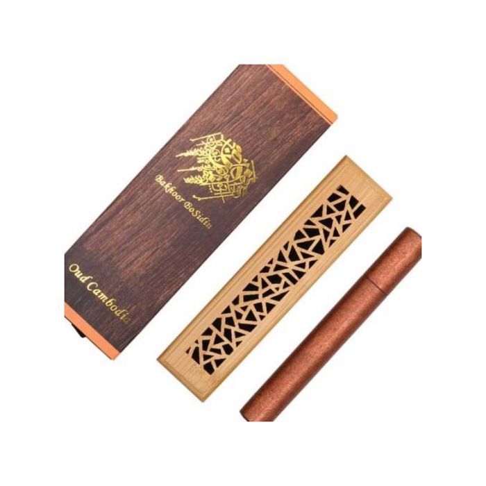 coffret Mibkhara plus bâtonne d'encens oud cambodie 20 bâtonnets, mibkhara en bois