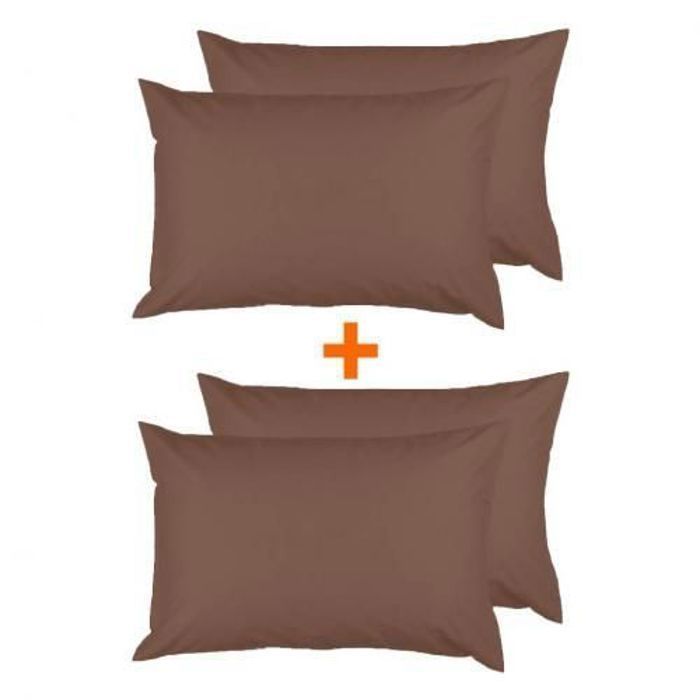 Pack 4 Taies D'oreiller  Uni Marron  (50x70cm) - Doux & Antiallergique