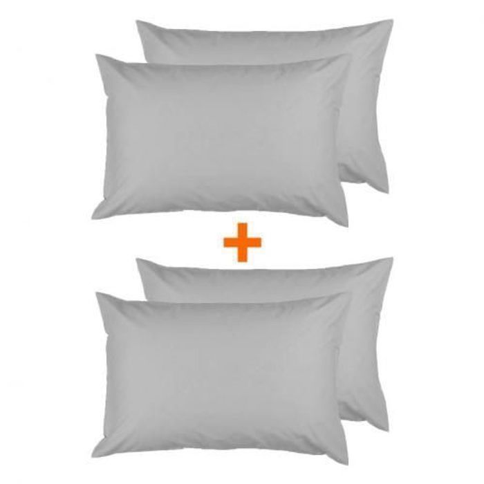 Taies d'oreiller - Dwirty - Uni Gris Clair - 50x70cm - Microfibre - Antiallergique