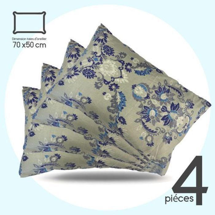 Pack 4 Taies D'oreiller imprimés Antiallergique Venus (50x70)