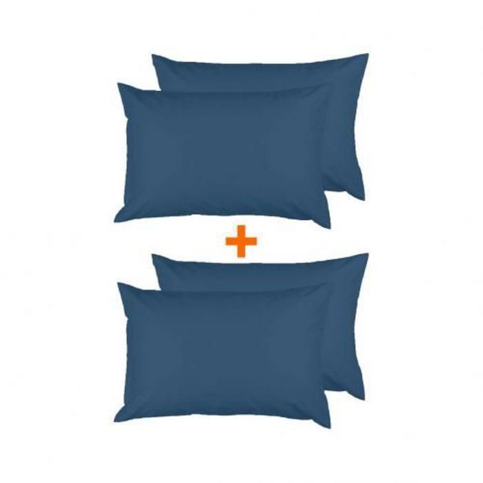 Pack 4 Taies D'oreiller Antiallergique Uni Bleu Nuit (50x70cm) - Dwirty
