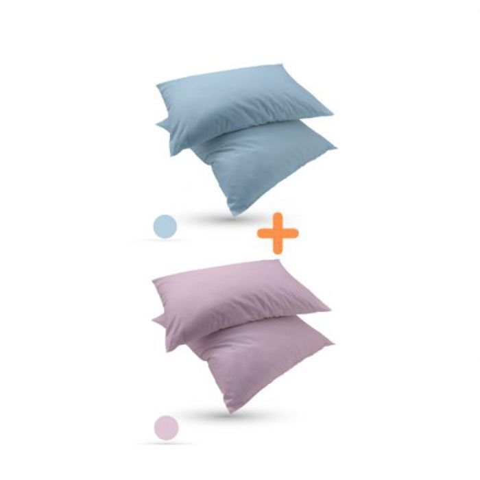 Taies d'oreiller - Dwirty - Uni - Rose & Bleu Ciel - 50x70cm - Antiallergique