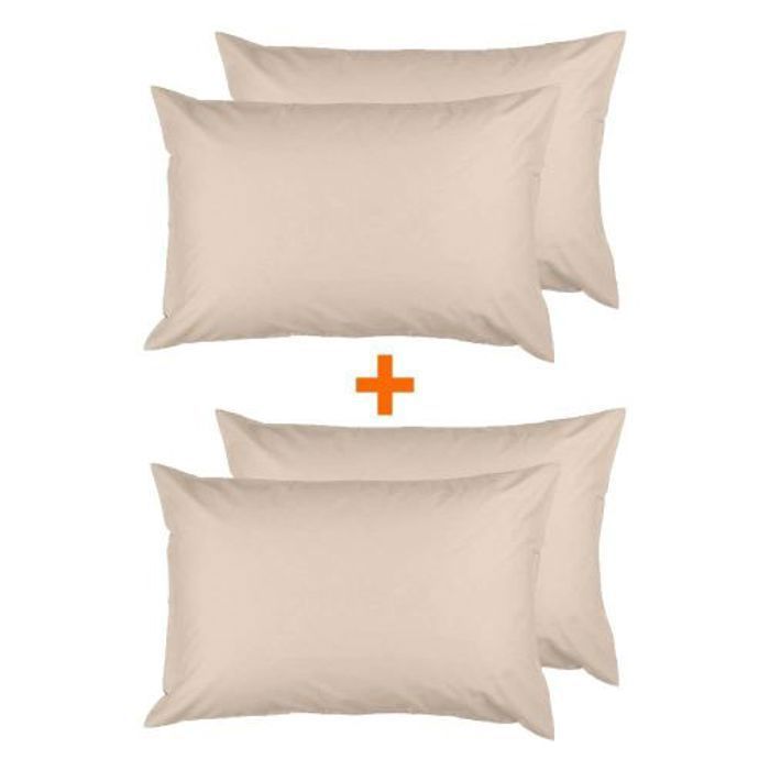 DWIRTY – Pack 4 taies d’oreiller – Beige uni – 50x70 cm – Confort hypoallergénique en microfibre