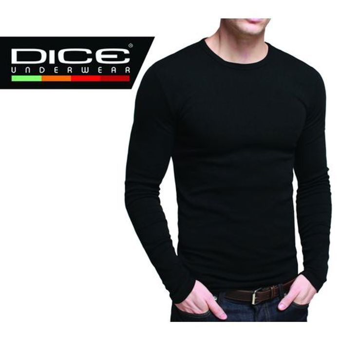 T-shirt Manches Longues - Dice Maroc - Noir - 100% Coton - Ajustée - Col Rond
