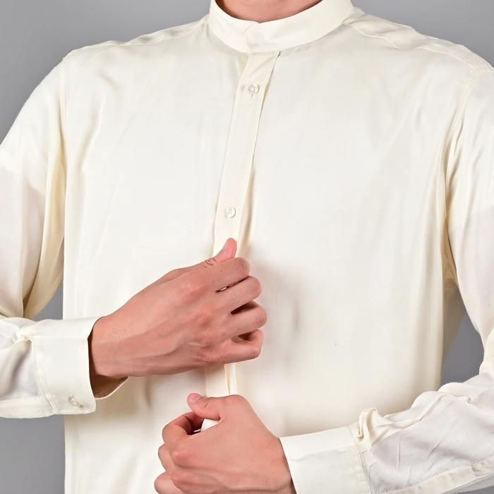 CHEMISE ET PANTALON KANDRISSI - BLANC CASSÉ - Marjane Mall - Image 3