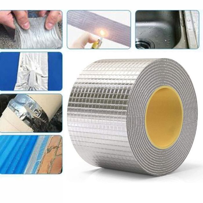 Bande Adhésive d'Etanchéité Butyle Ruban Adhésif de Scellage 5mx10cm Imperméable Scellant Etanche Fuite Eau Aluminium