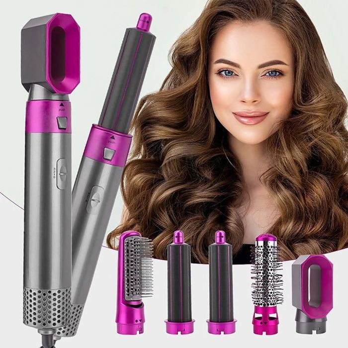 Brosse à air chaud haut de gamme 5 en 1 pour friser, lisser et coiffer les cheveux professionnels.