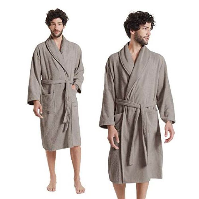 Peignoir de Bain 100 % Coton Absorbant (Homme) - Gris Clair