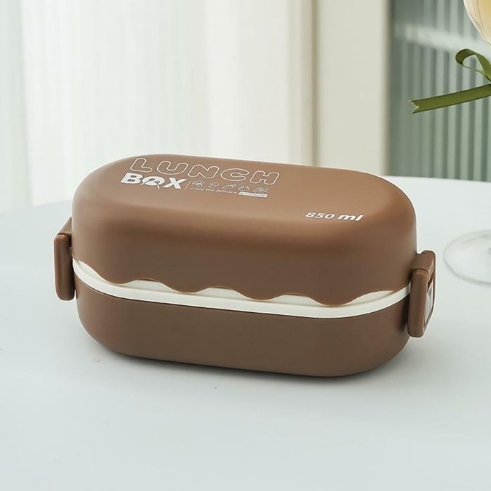 Lunch Box double couche anti-fuite 850ML Marron