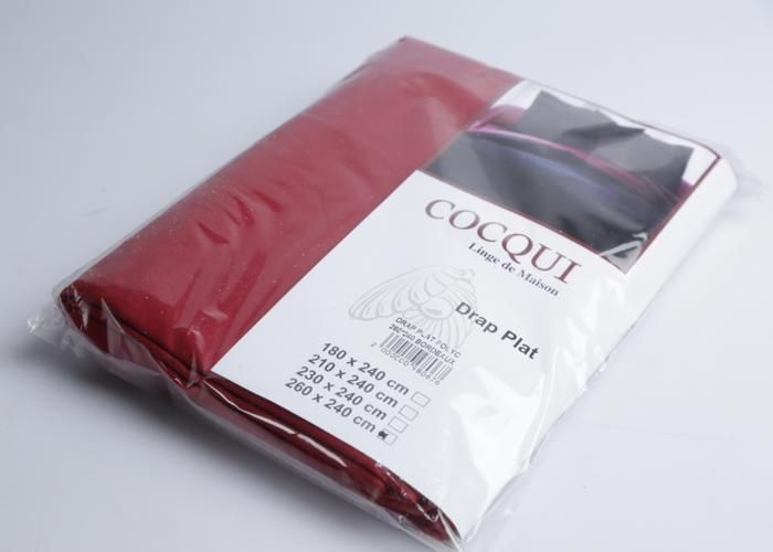 Drap plat - COCQUI - 260x240 cm - Polycoton - couleur aléatoire
