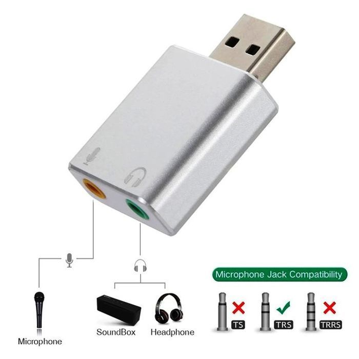 Carte son USB externe HIFI Magic Voice 7.1CH Microphone-in Audio-out Port Free Drive Plug
