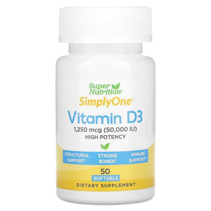 Vitamine D3, 50 000 UI, 50 capsules