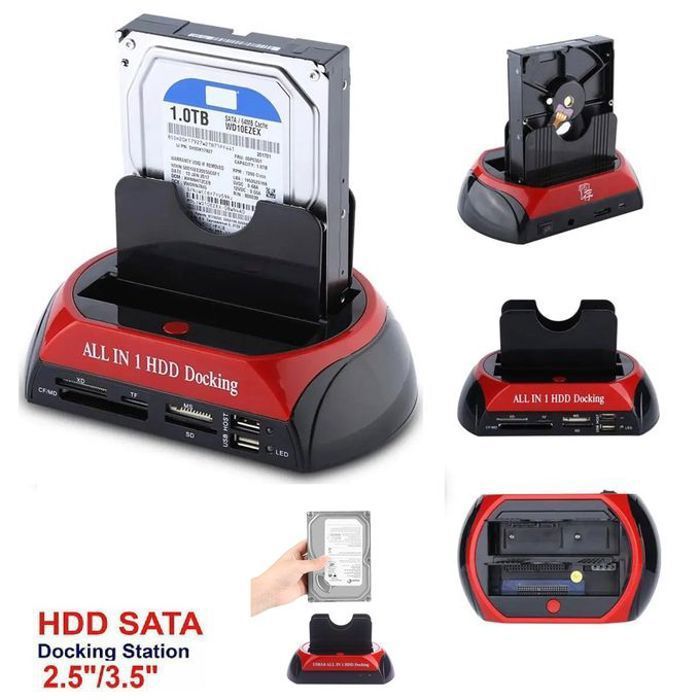 All In One Station d'accueil USB 3.0 pour disque dur IDE/SATA tout en 1 double double 2,5/3,5 pouces