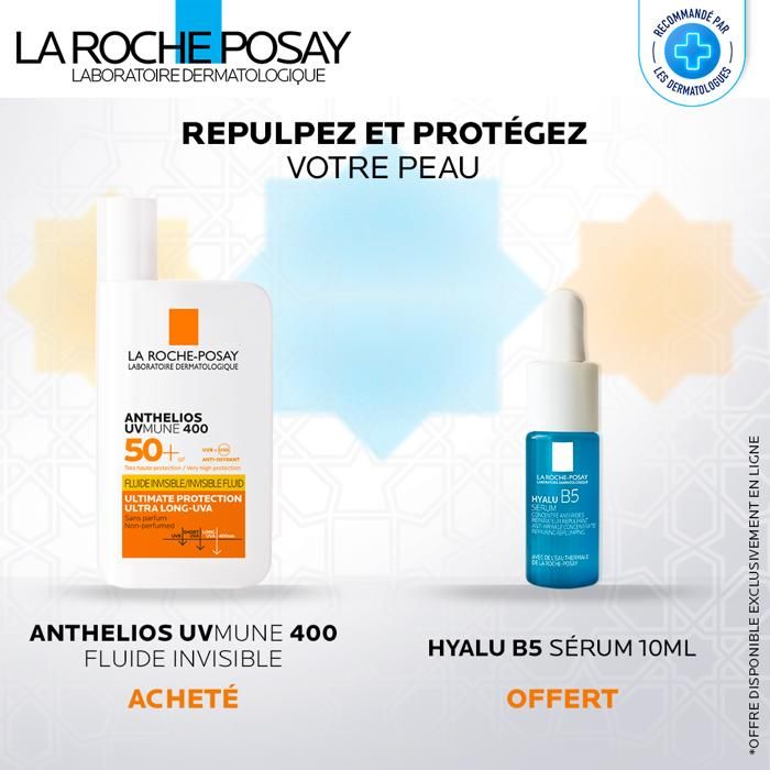 La Roche-Posay ANTHELIOS UVMUNE 400 crème solaire fluide invisible | peaux sensibles | 50ml =  serum hyalu B5 10ml