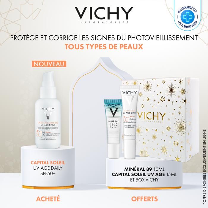 Vichy Capital Soleil UV-Age Daily spf50+ 40ml = Trousse + Mineral 89 10ml + uv age 15ml