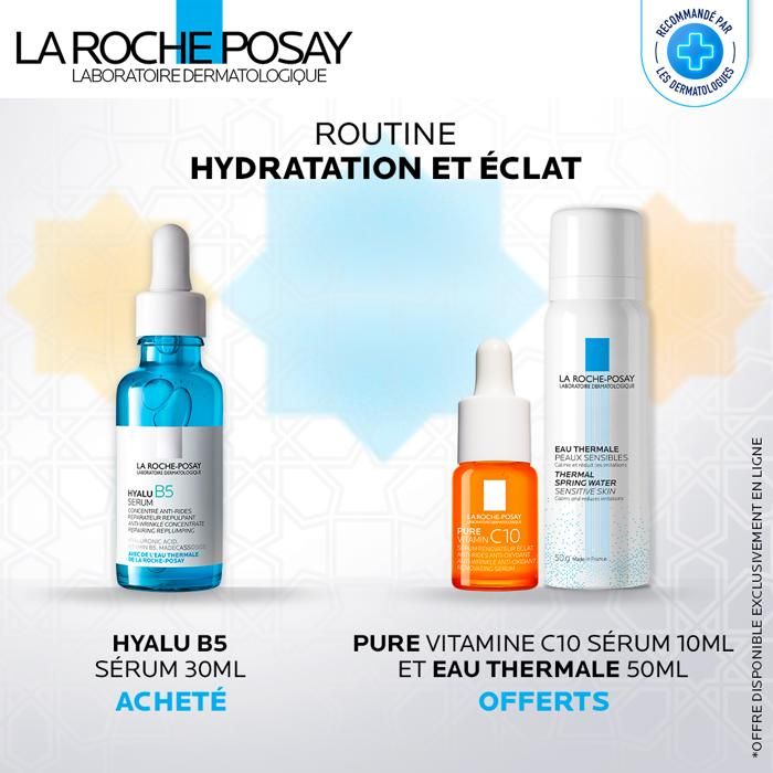 La Roche-Posay Hyalu B5 Sérum Anti-Rides Peau Sensible | 30ml = Eau thermale 50ml + sérum Vitamine C 10ml